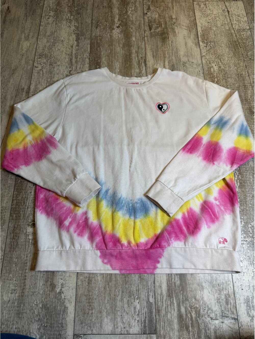 Ivory Ella Womens M Tie Dye Sweatshirt Pink Yellow Blue